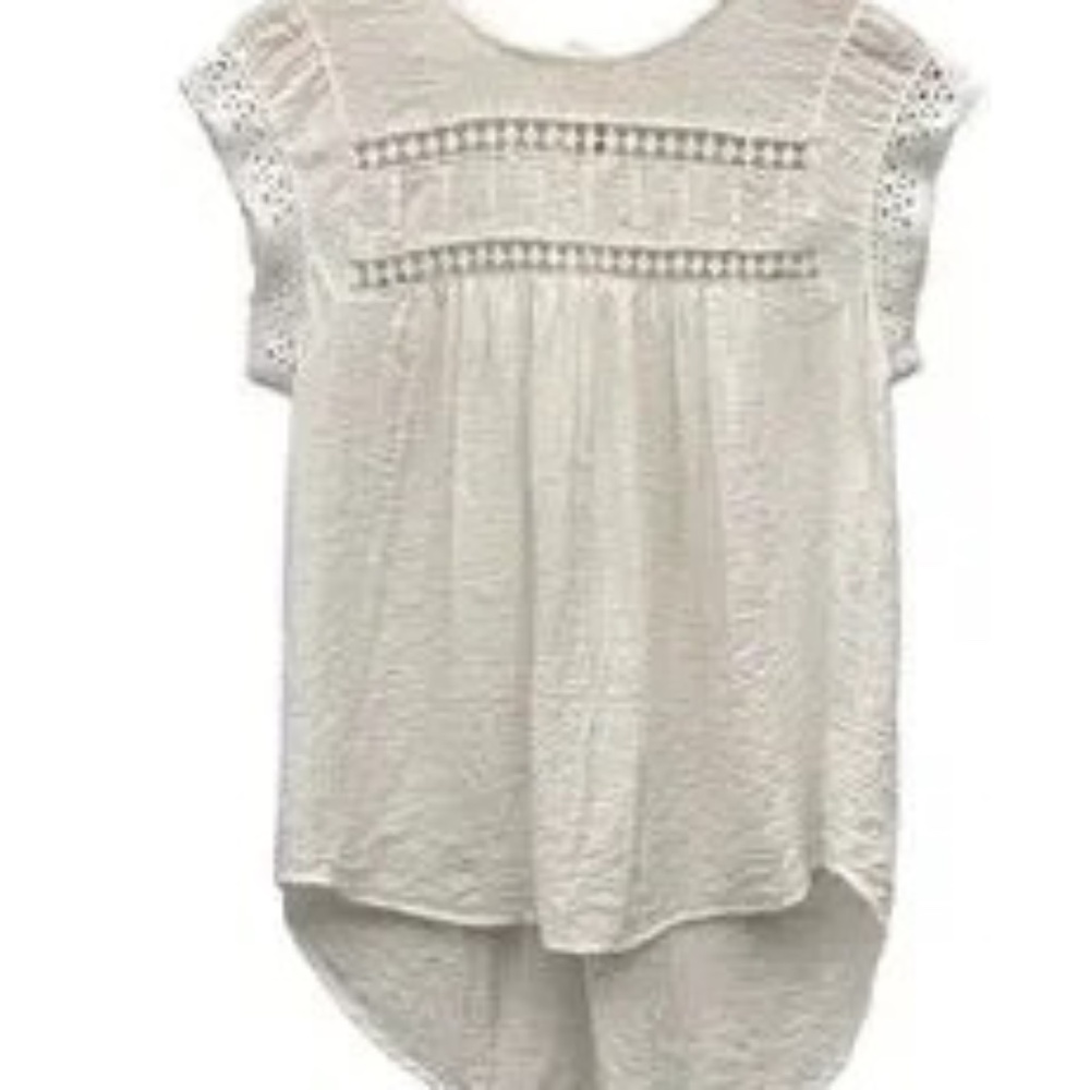Ro & De White Cap Sleeve Hi Low Blouse XS